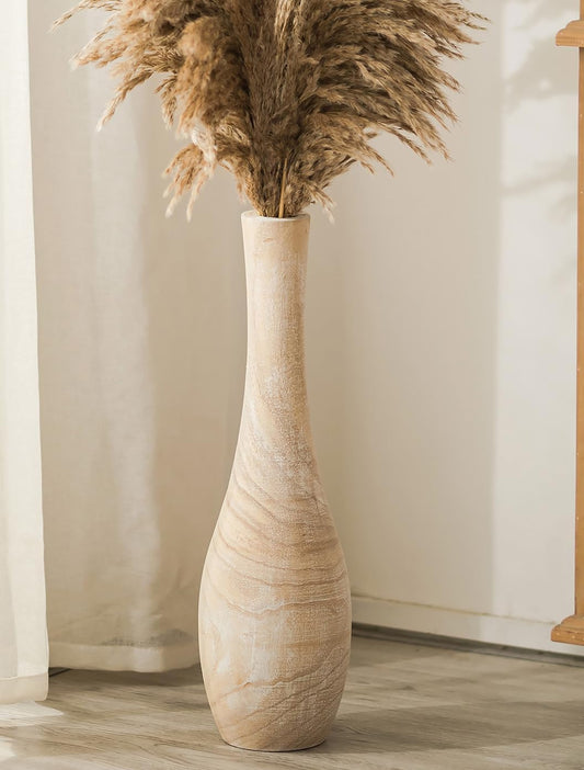 Hanobe Floor Vase Home Decor: 22 inch Tall Decorative Wood Vases for Living Room Large Rustic Farmhouse Boho Vase for Dining Table Centerpieces Bedroom Corner Hallway Indoor Office