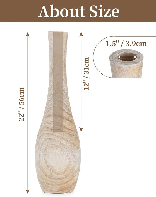 Hanobe Floor Vase Home Decor: 22 inch Tall Decorative Wood Vases for Living Room Large Rustic Farmhouse Boho Vase for Dining Table Centerpieces Bedroom Corner Hallway Indoor Office