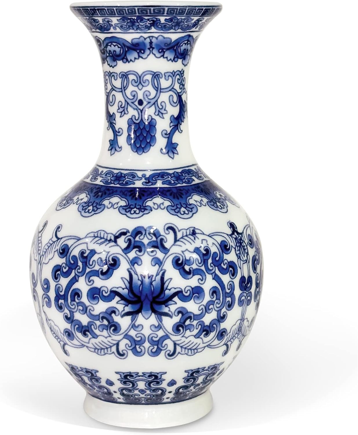 fanquare Small Blue and White Porcelain Vase, Chinese Porcelain Vase for Home Decor, Traditional Ceramic Flower Vase, 5.5"